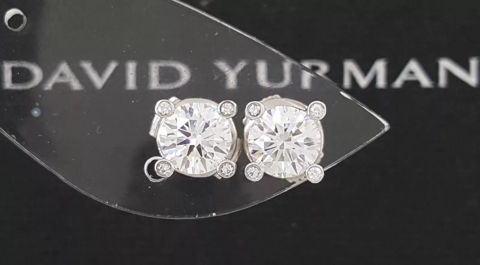 David Yurman GIA Certified 1.44 Carat Platinum Diamond Stud Earrings For Sale 3