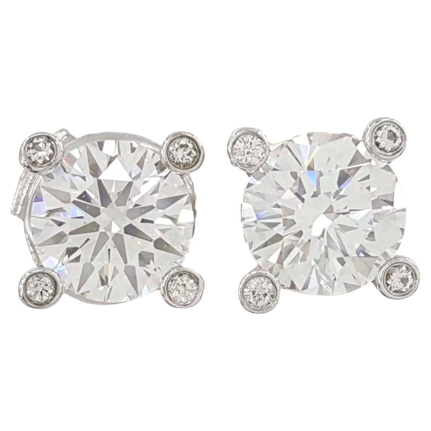 David Yurman GIA Certified 1.44 Carat Platinum Diamond Stud Earrings For Sale