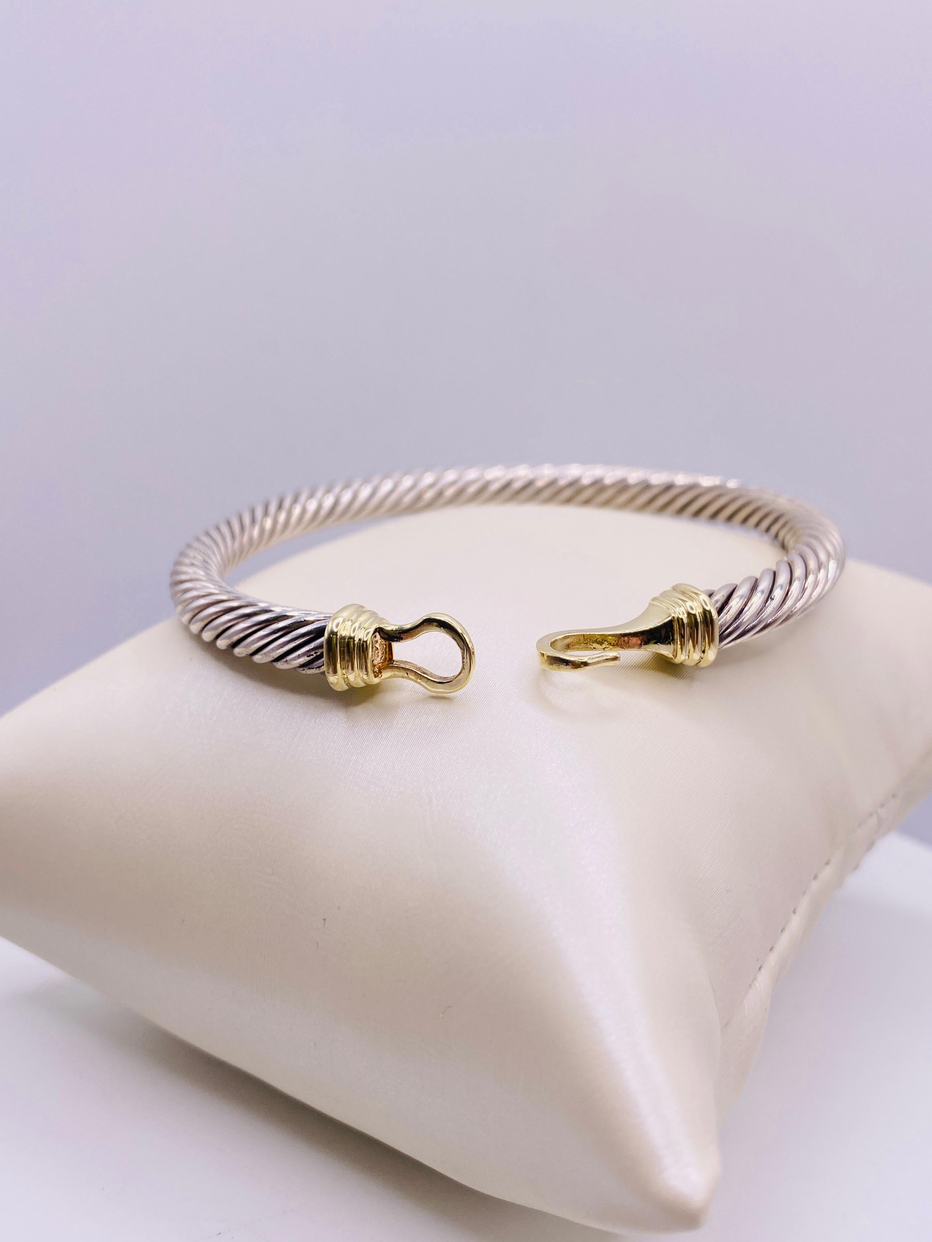 David Yurman Gold und Sterling Silber Cable Collection Armband im Zustand „Gut“ in DALLAS, TX