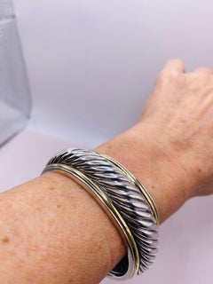 David Yurman Gold and Sterling Silver Cable Collection Cuff Bracelet