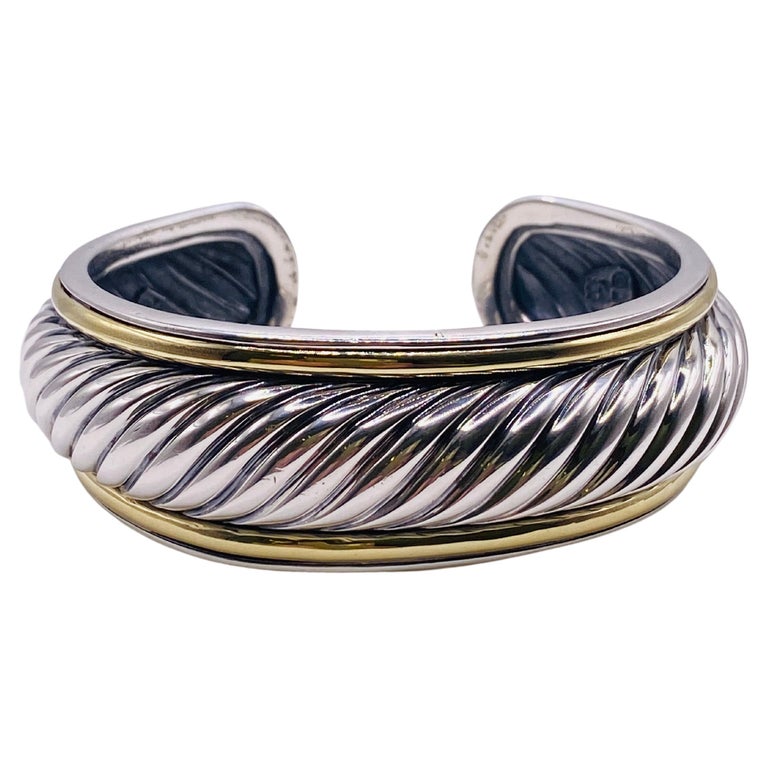 David Yurman Gold and Sterling Silver Cable Collection Cuff Bracelet