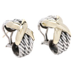 David Yurman Boucles d'oreilles X en or et argent, 18k 14k or jaune