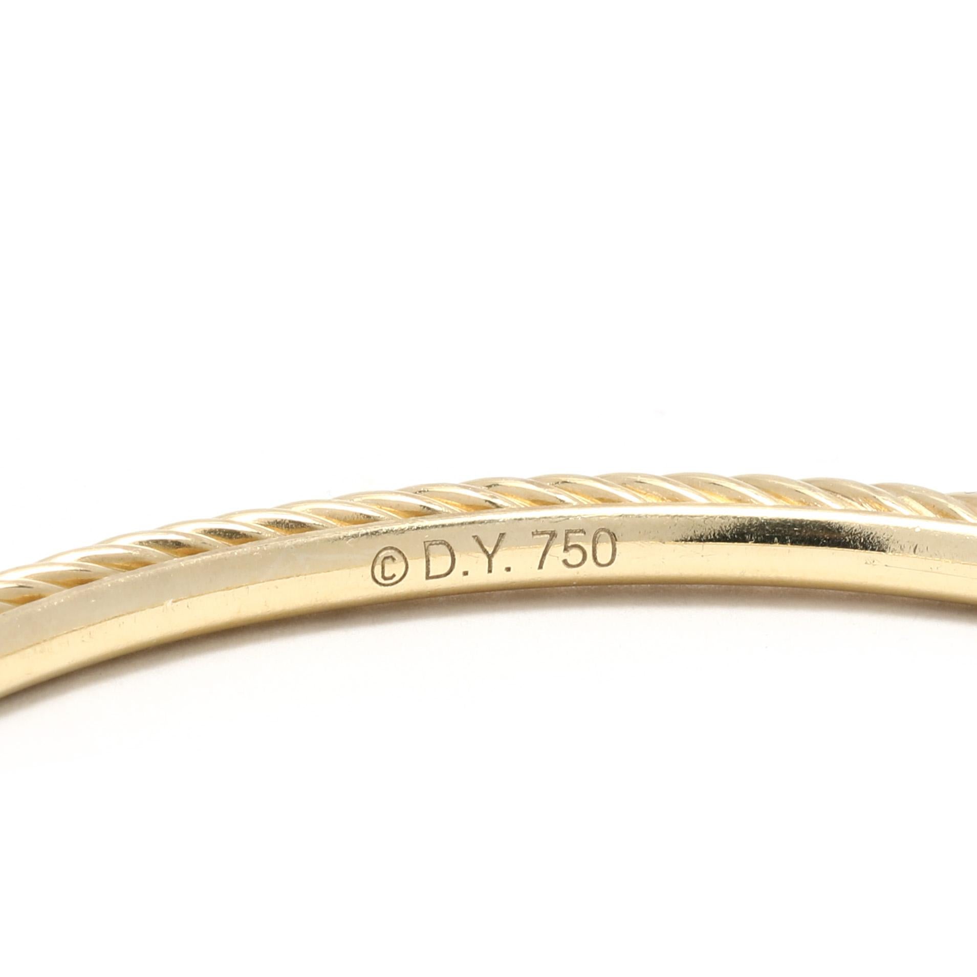 Women's or Men's David Yurman Gold Cable Bangle, 18k Yellow Gold, Size Small