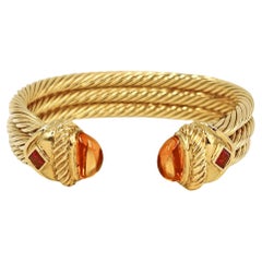 David Yurman Bracelet manchette à trois câbles en or et citrine