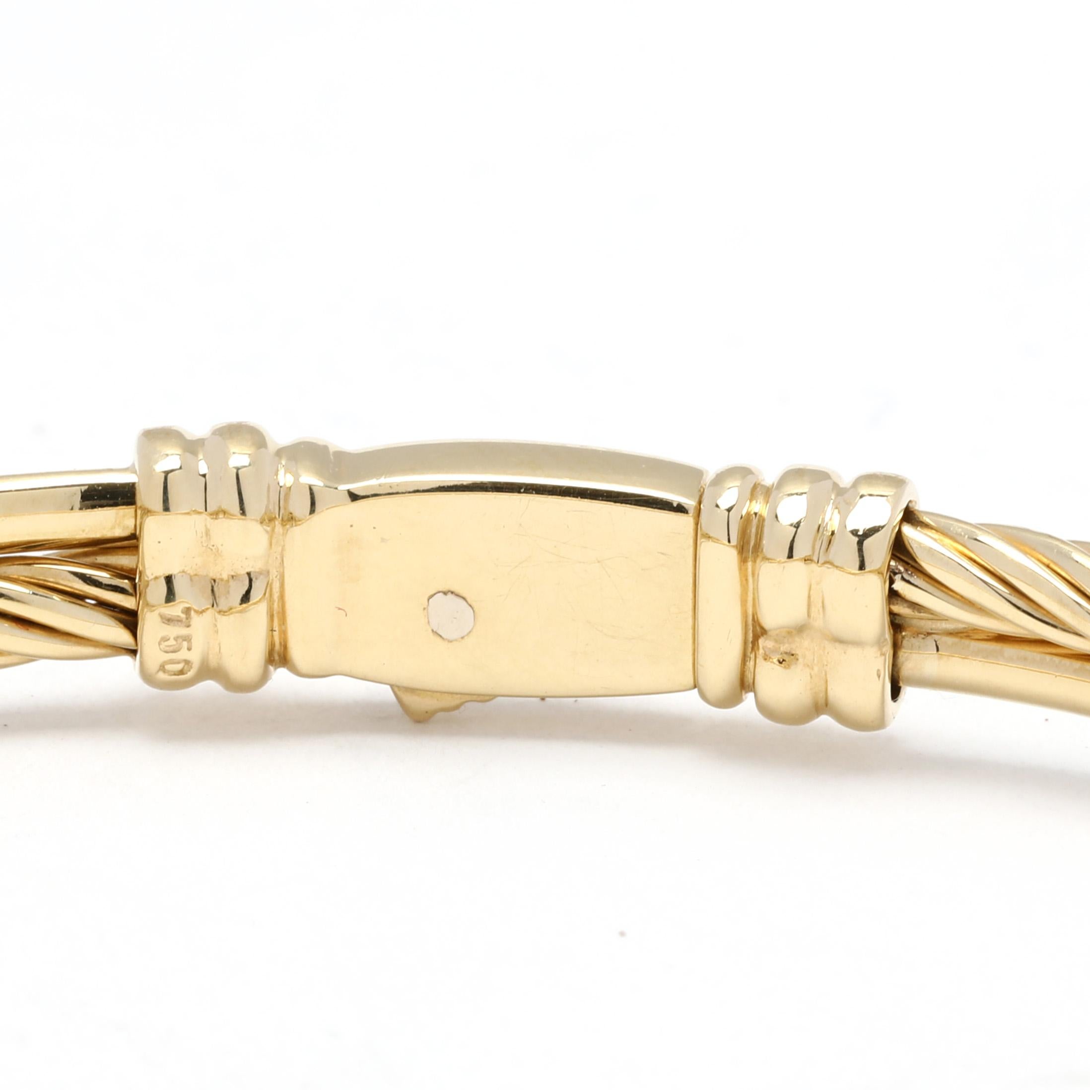 Women's or Men's David Yurman Gold Crossover Bangle Bracelet, 18k Yellow Gold For Sale