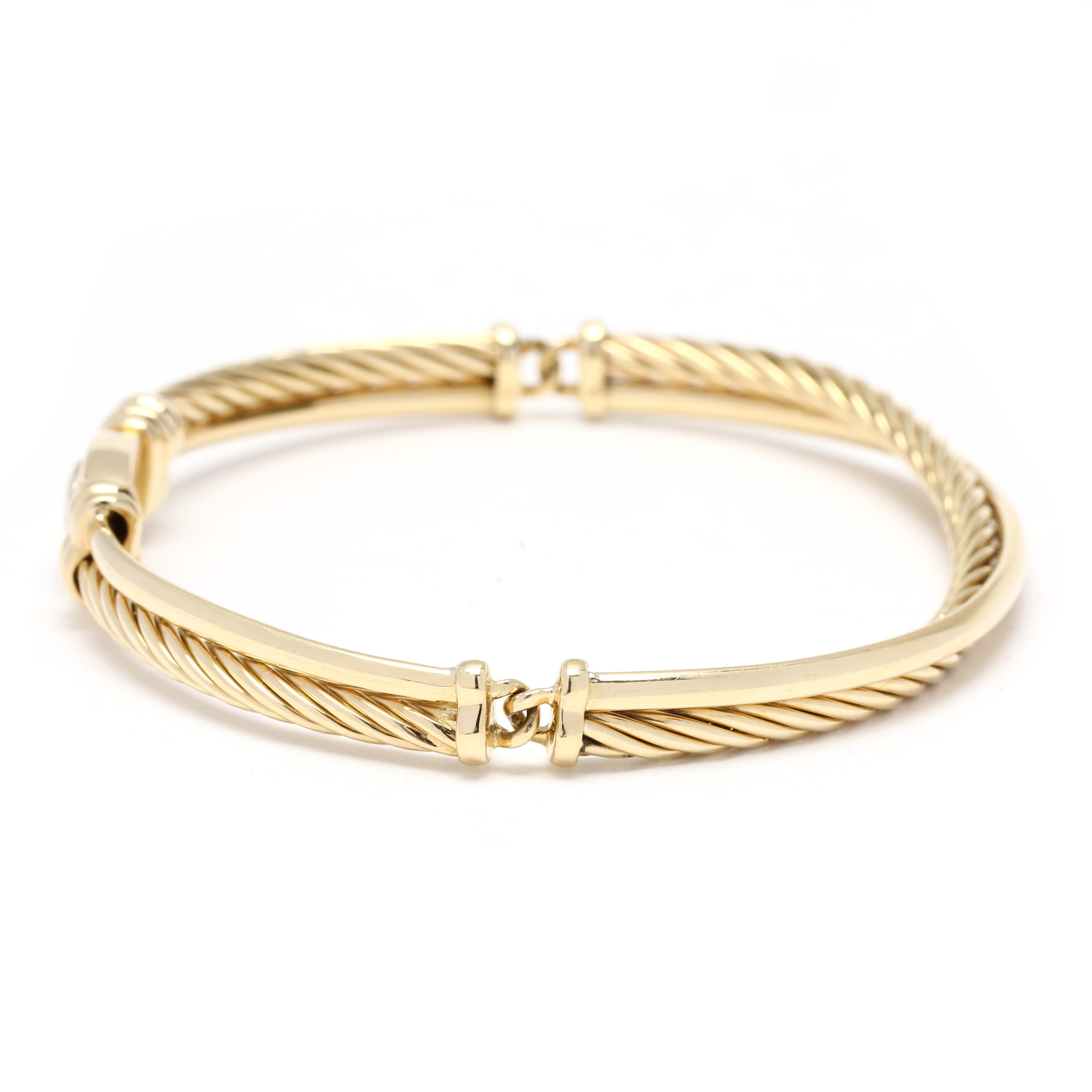Gold-Crossover-Armreif von David Yurman, 18 Karat Gelbgold für Damen oder Herren