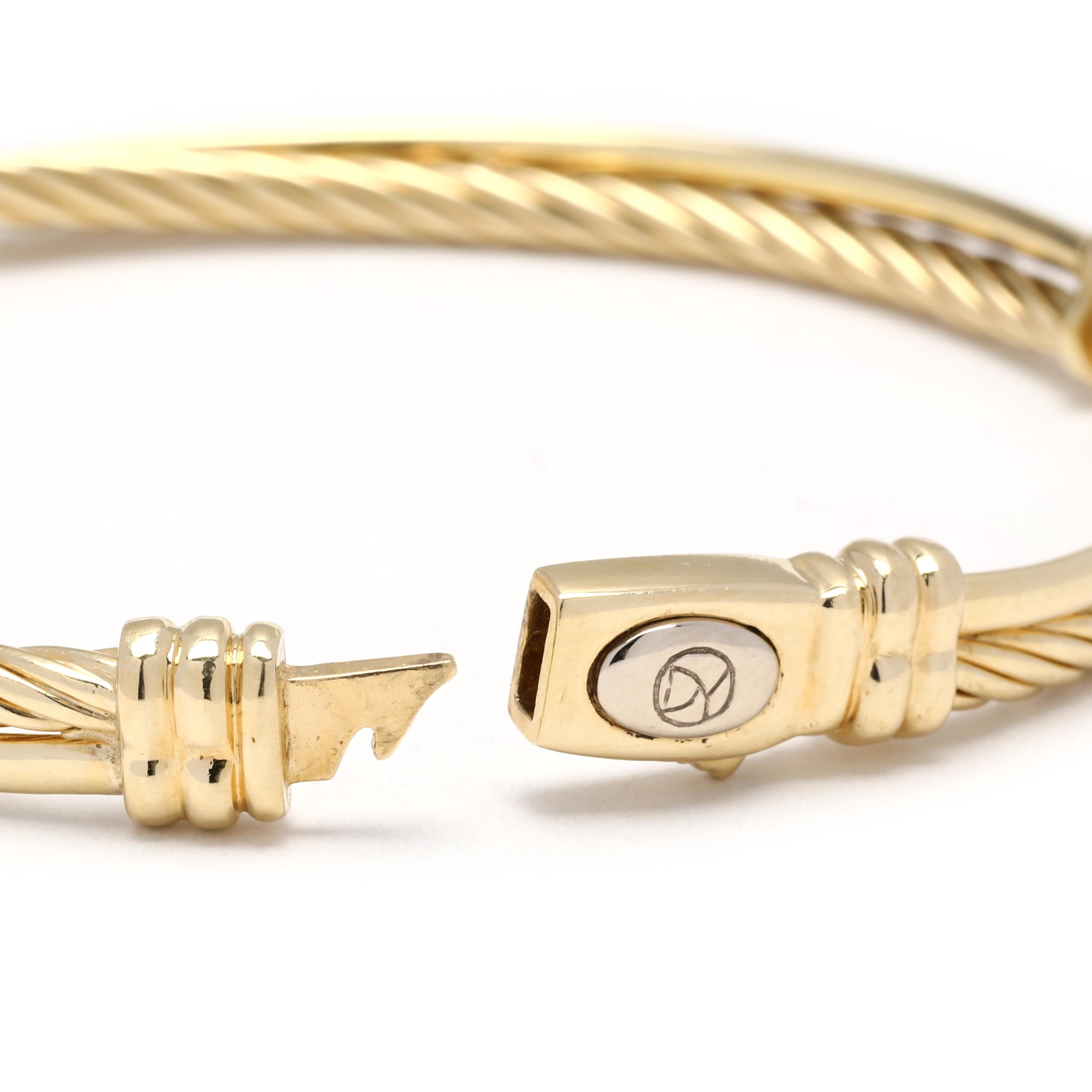 Women's or Men's David Yurman Gold Crossover Bangle Bracelet, 18k Yellow Gold