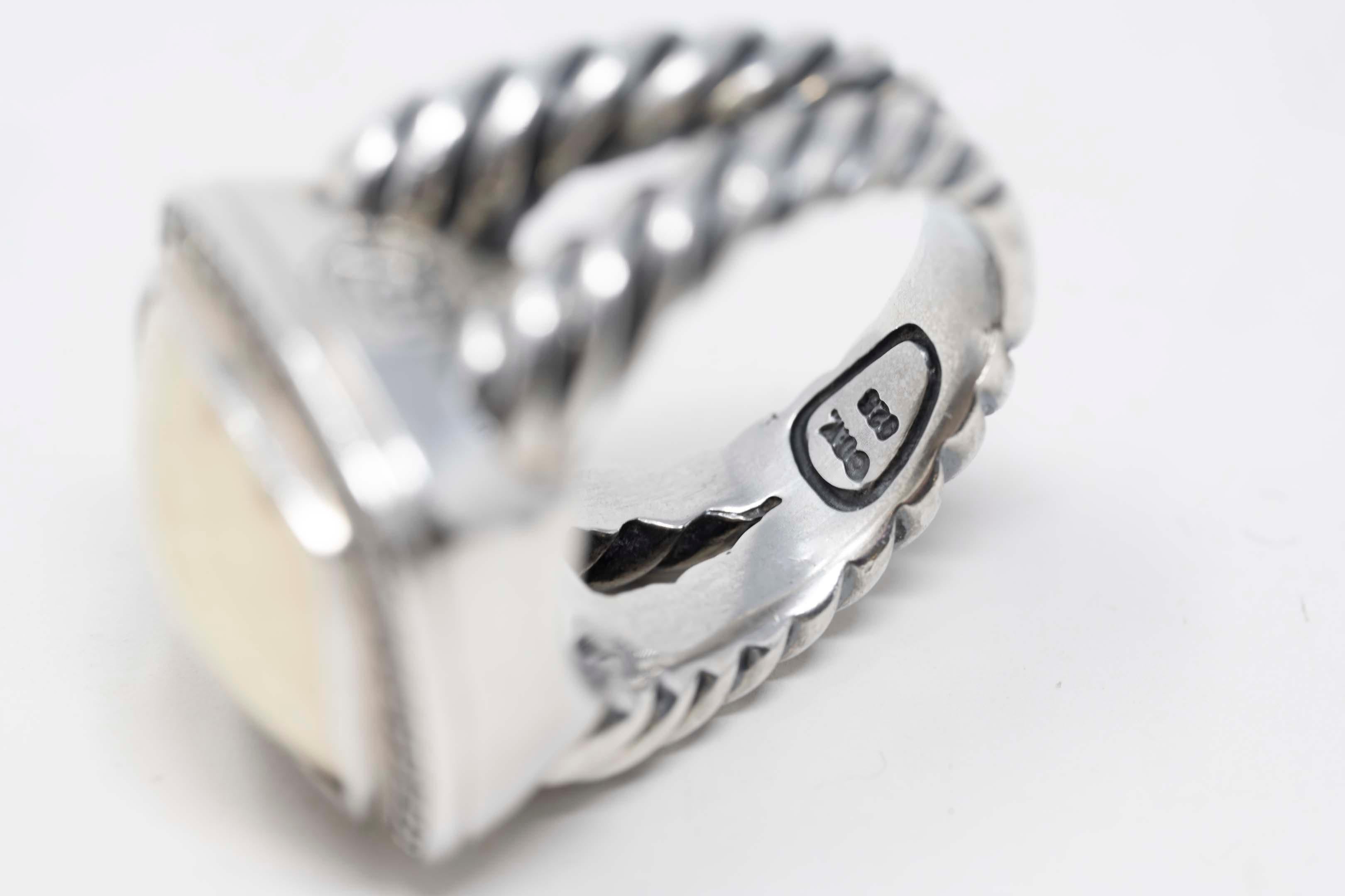 Women's David Yurman Gold Dome Ring Diamonds Silver & 18k Gold For Sale