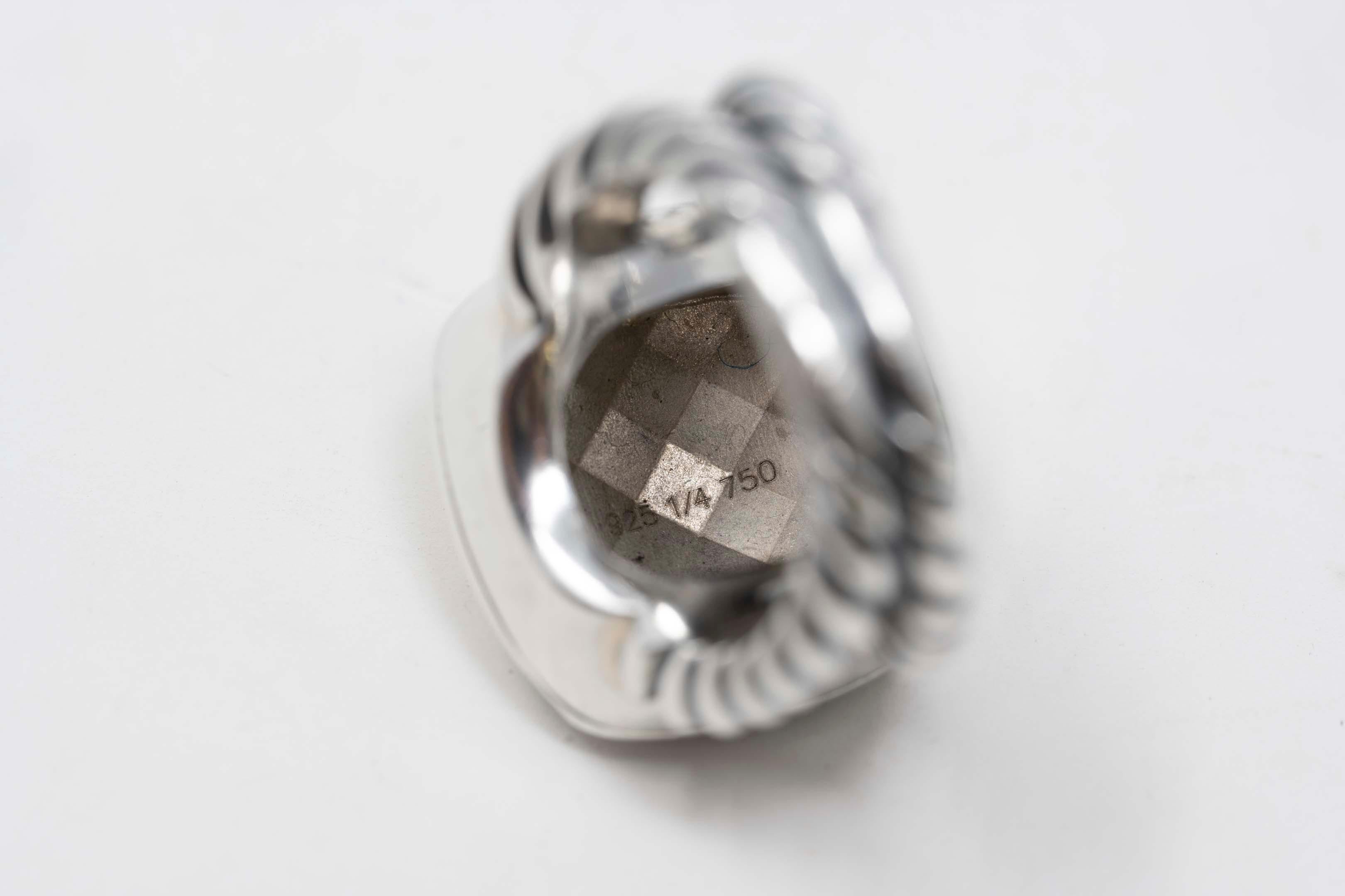 David Yurman Gold Dome Ring Diamonds Silver & 18k Gold For Sale 2