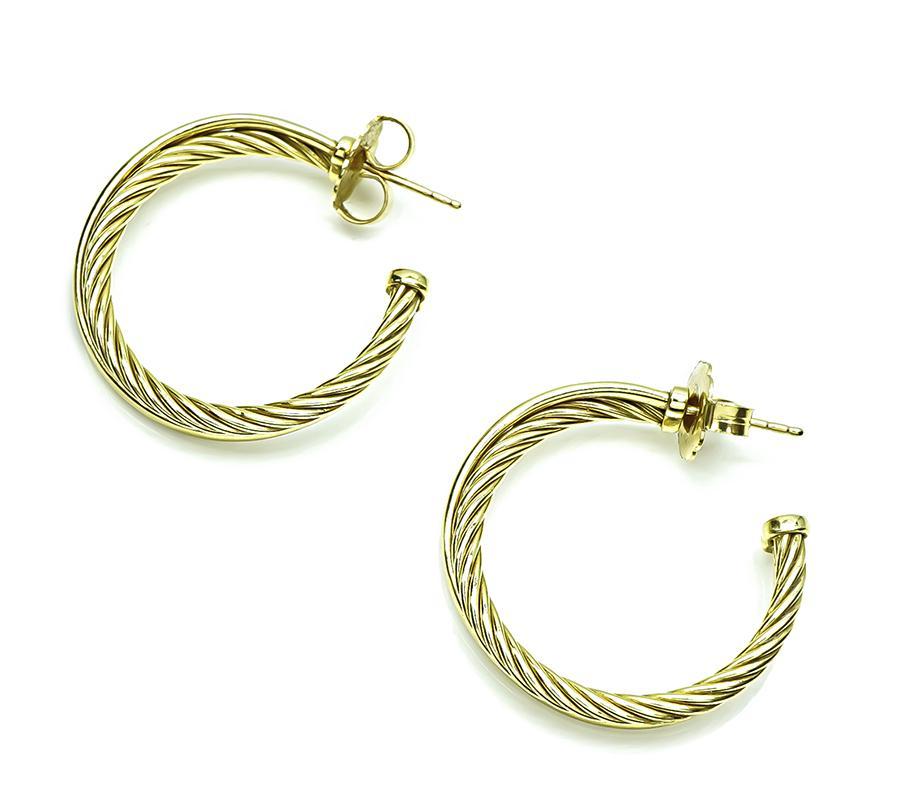 David Yurman Gold Earrings In Good Condition For Sale In New York, NY