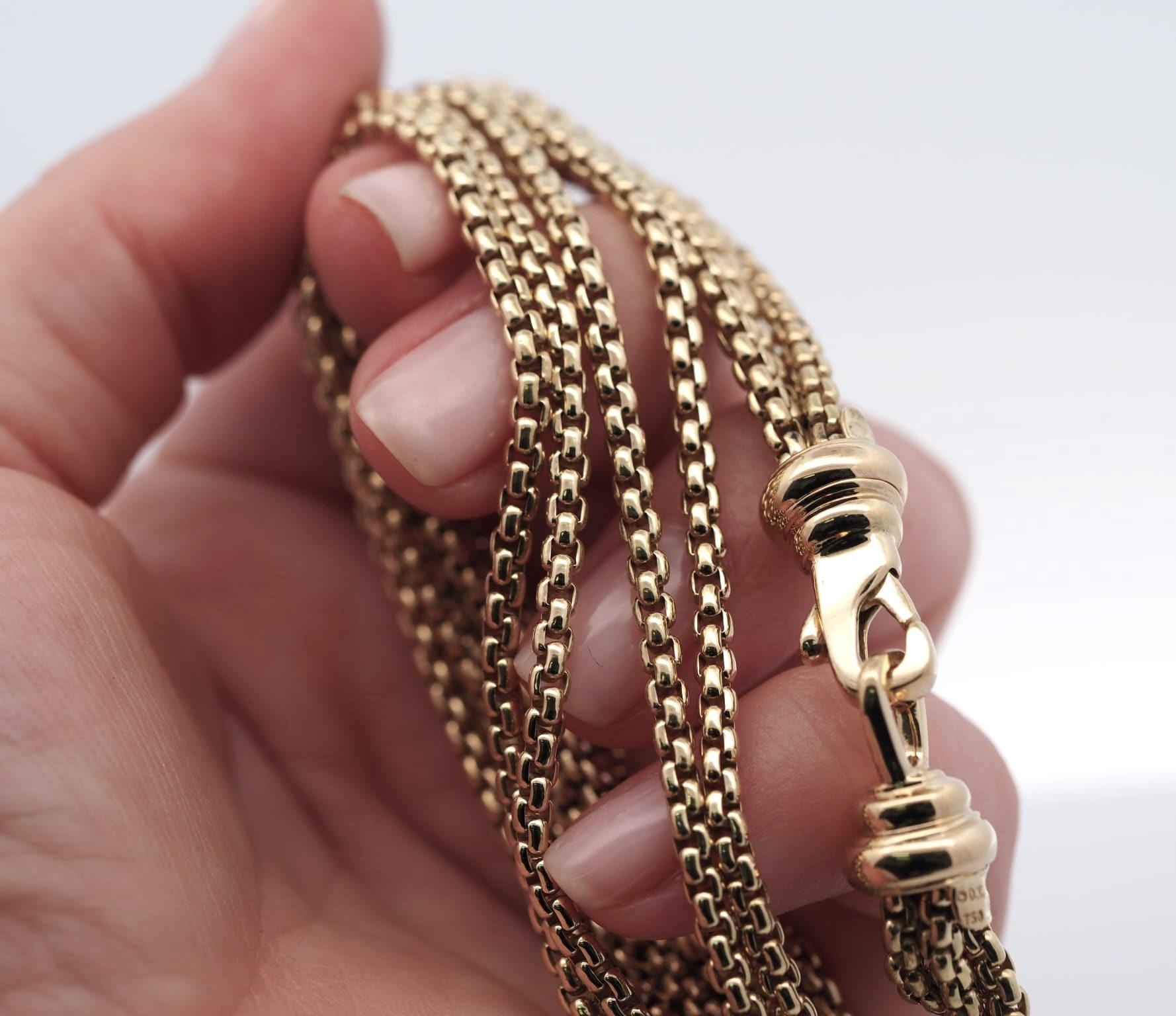 David Yurman Gold Multi Chain Necklace in 18 Karat Yellow Gold 15.5
