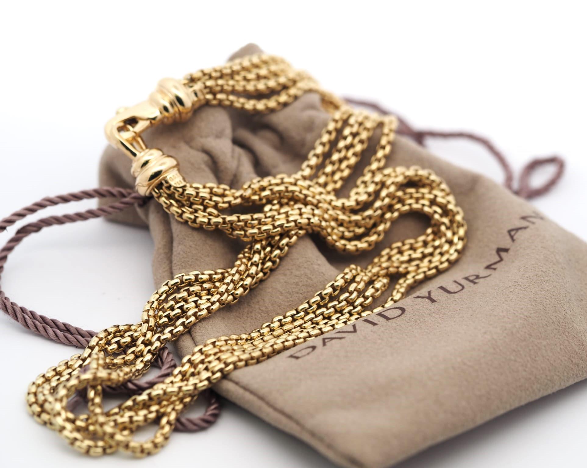 Modern David Yurman Gold Multi Chain Necklace in 18 Karat Yellow Gold 15.5
