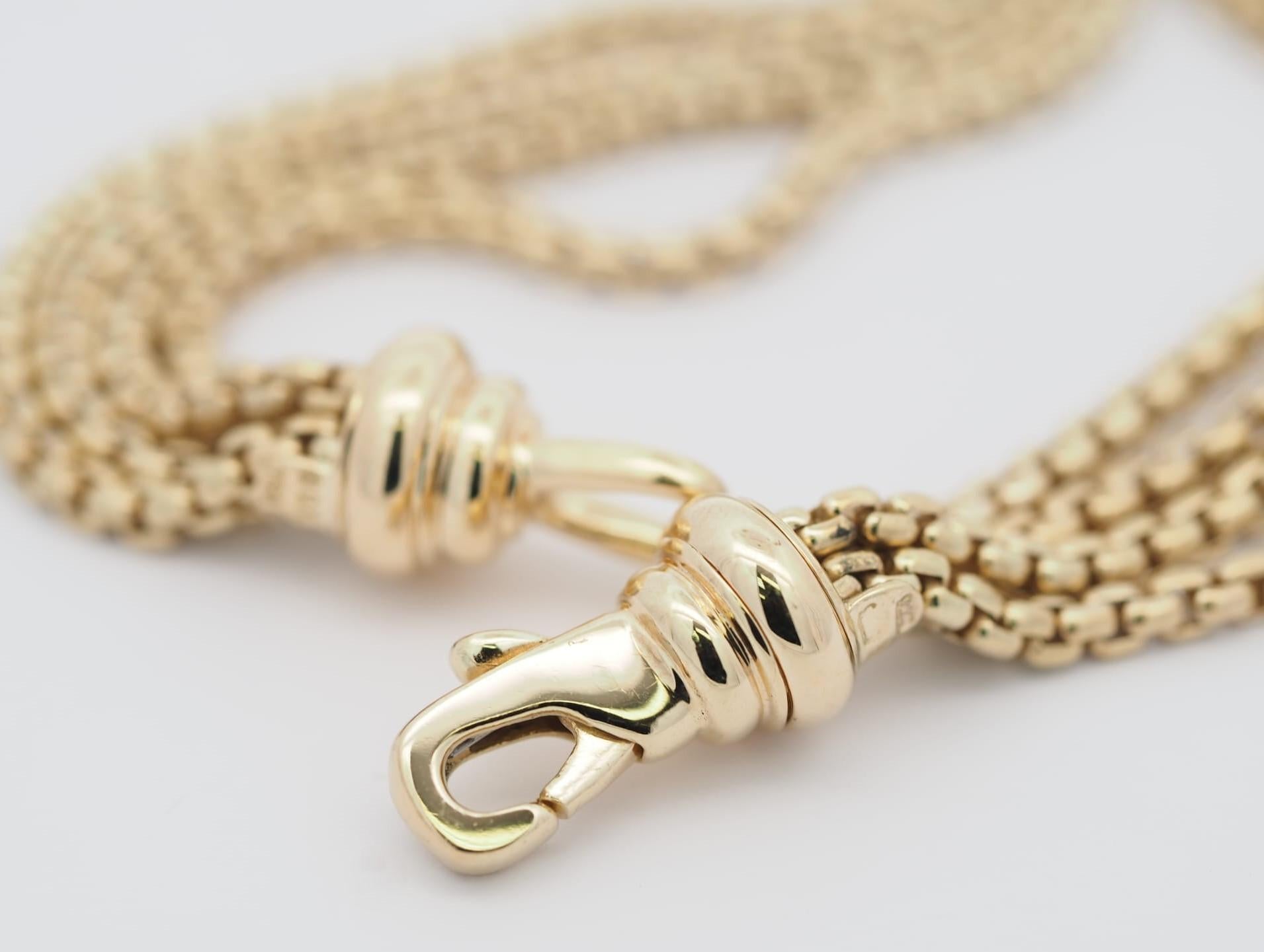 Women's or Men's David Yurman Gold Multi Chain Necklace in 18 Karat Yellow Gold 15.5