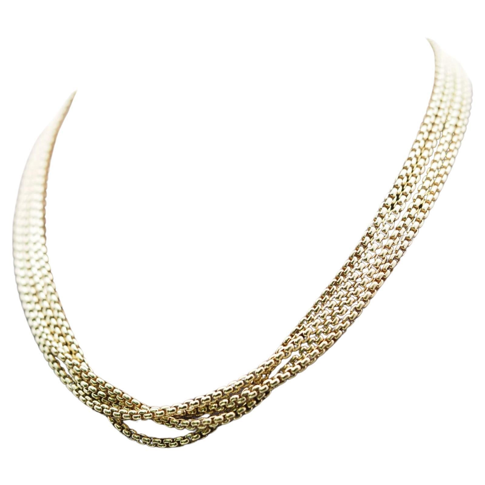 David Yurman Gold Multi Chain Necklace in 18 Karat Yellow Gold 15.5" RARE For Sale