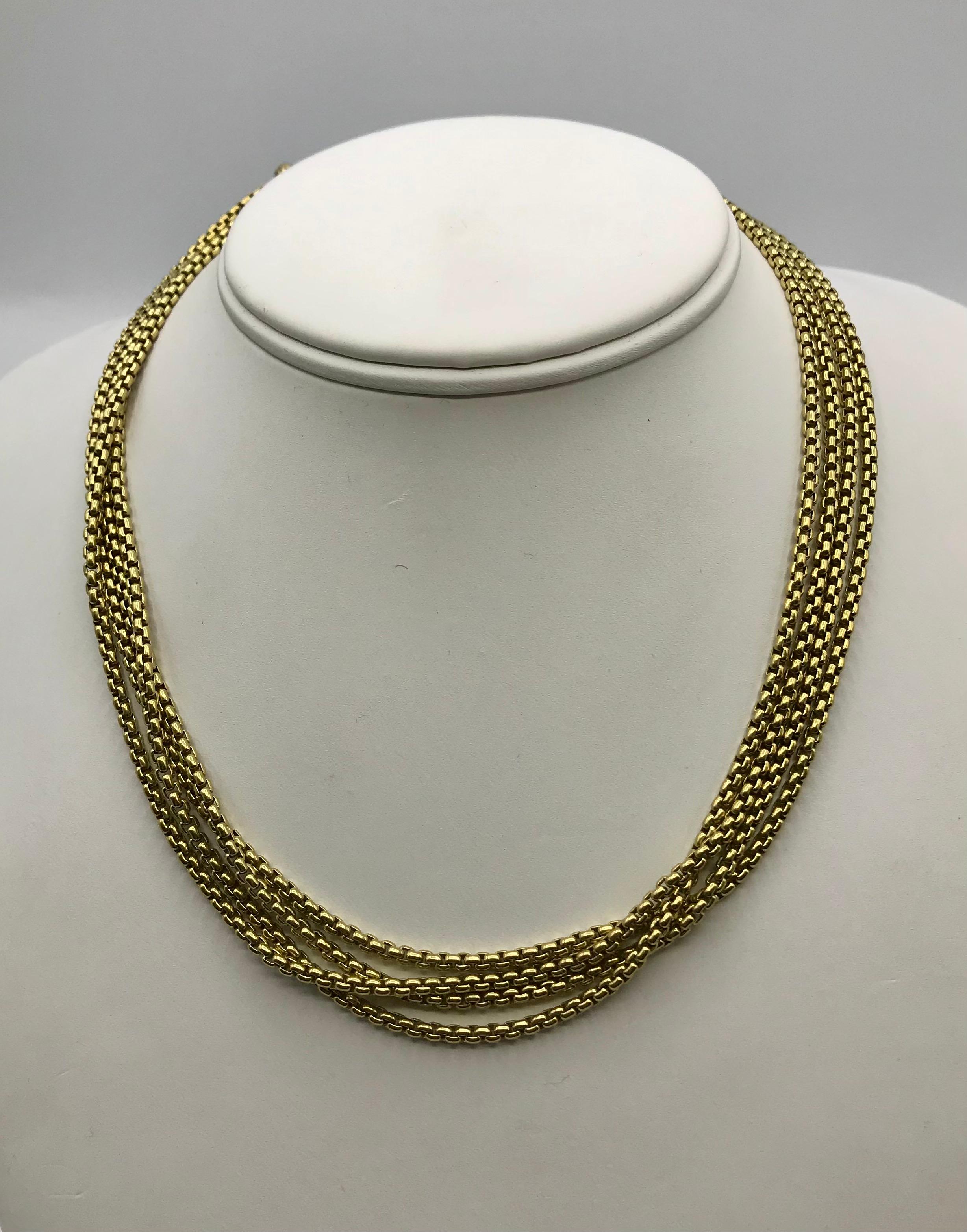 David Yurman Gold Multi Chain Necklace in 18 Karat Yellow Gold 3