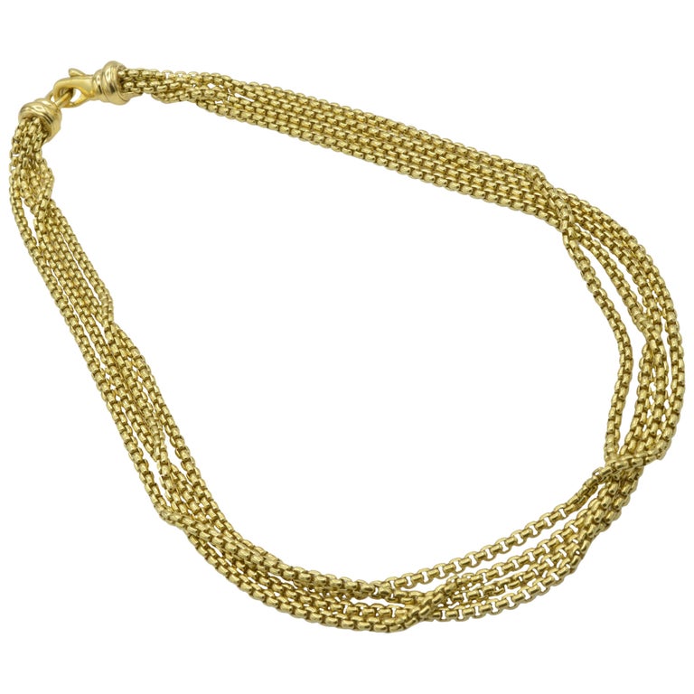 David Yurman Gold Multi Chain Necklace in 18 Karat Yellow Gold For Sale at 1stDibs multi chain