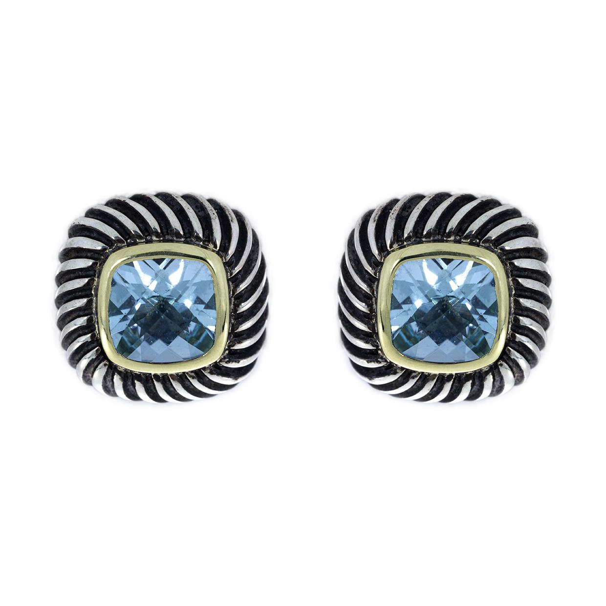 David Yurman Chatelaine Earrings With Hampton Blue Topaz And Diamonds In  18k Gold In Light Bluesilver  ModeSens