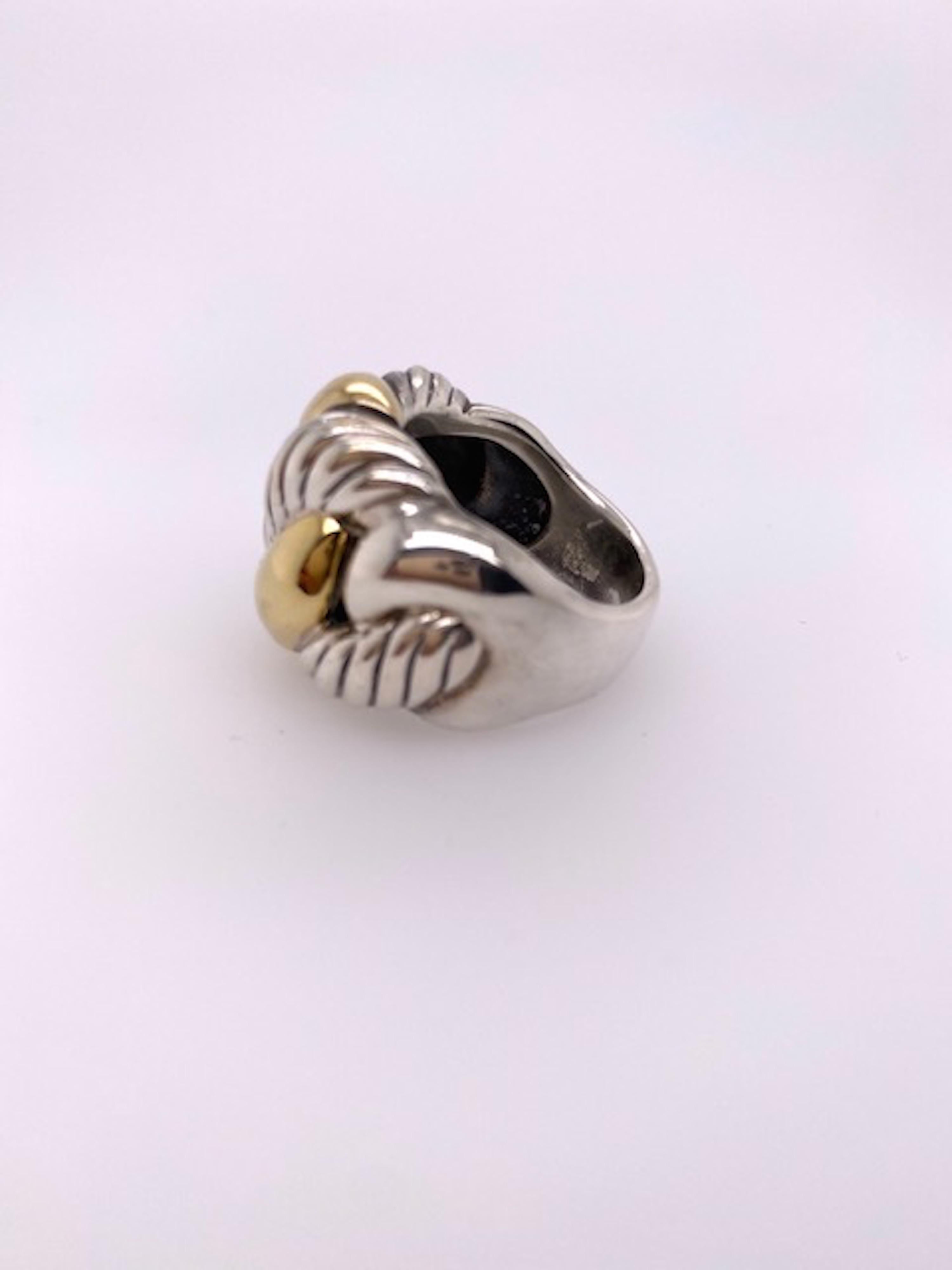 David Yurman Gold and Sterling Ring In Excellent Condition In New York, NY