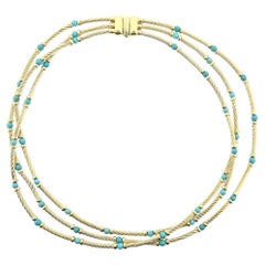 David Yurman Gold Turquoise Cable Necklace