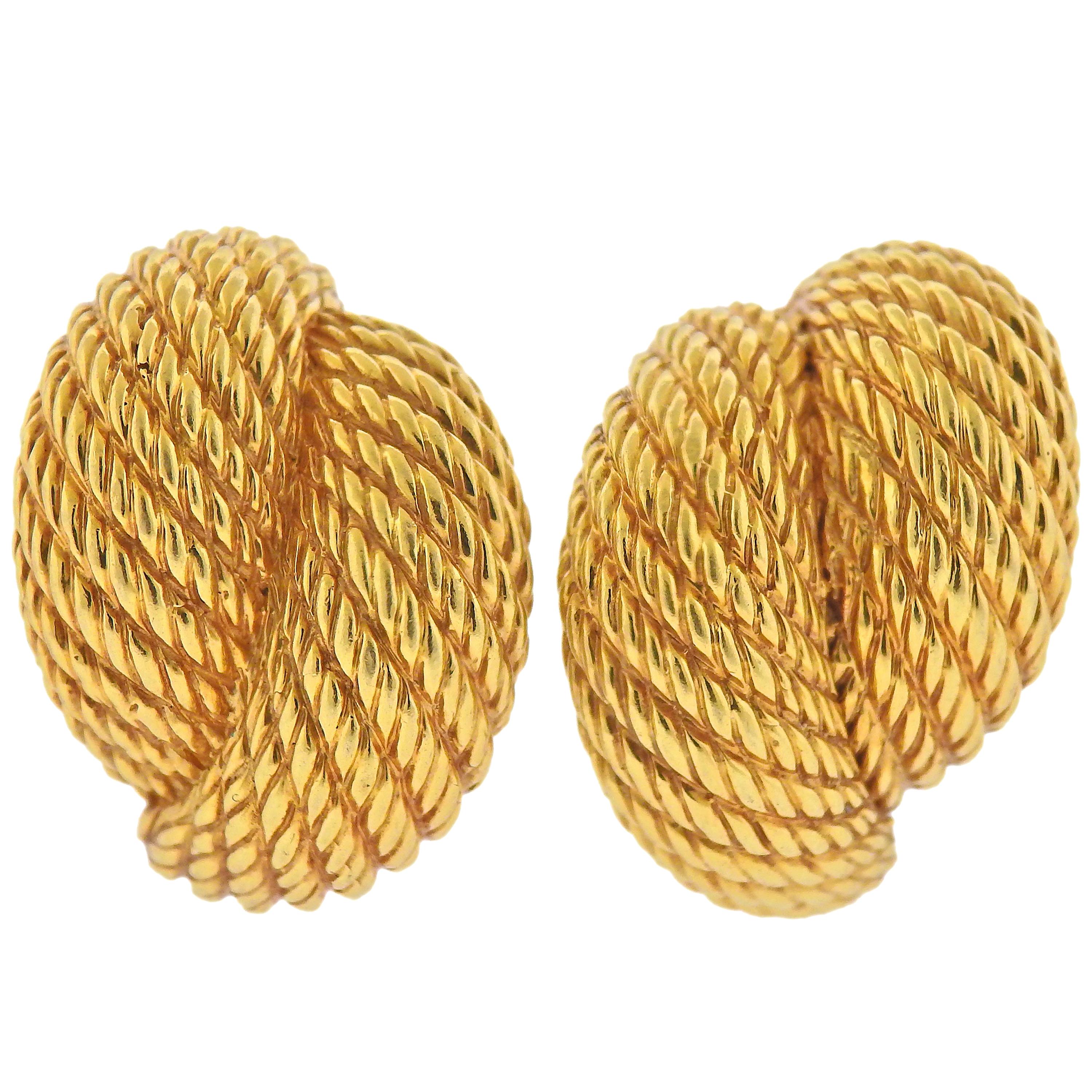 David Yurman Gold Woven Earrings For Sale