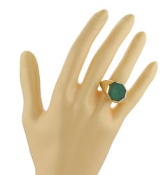 Anello David Yurman in oro giallo 18 carati con onice verde intagliato a forma di ottagono, misura 10