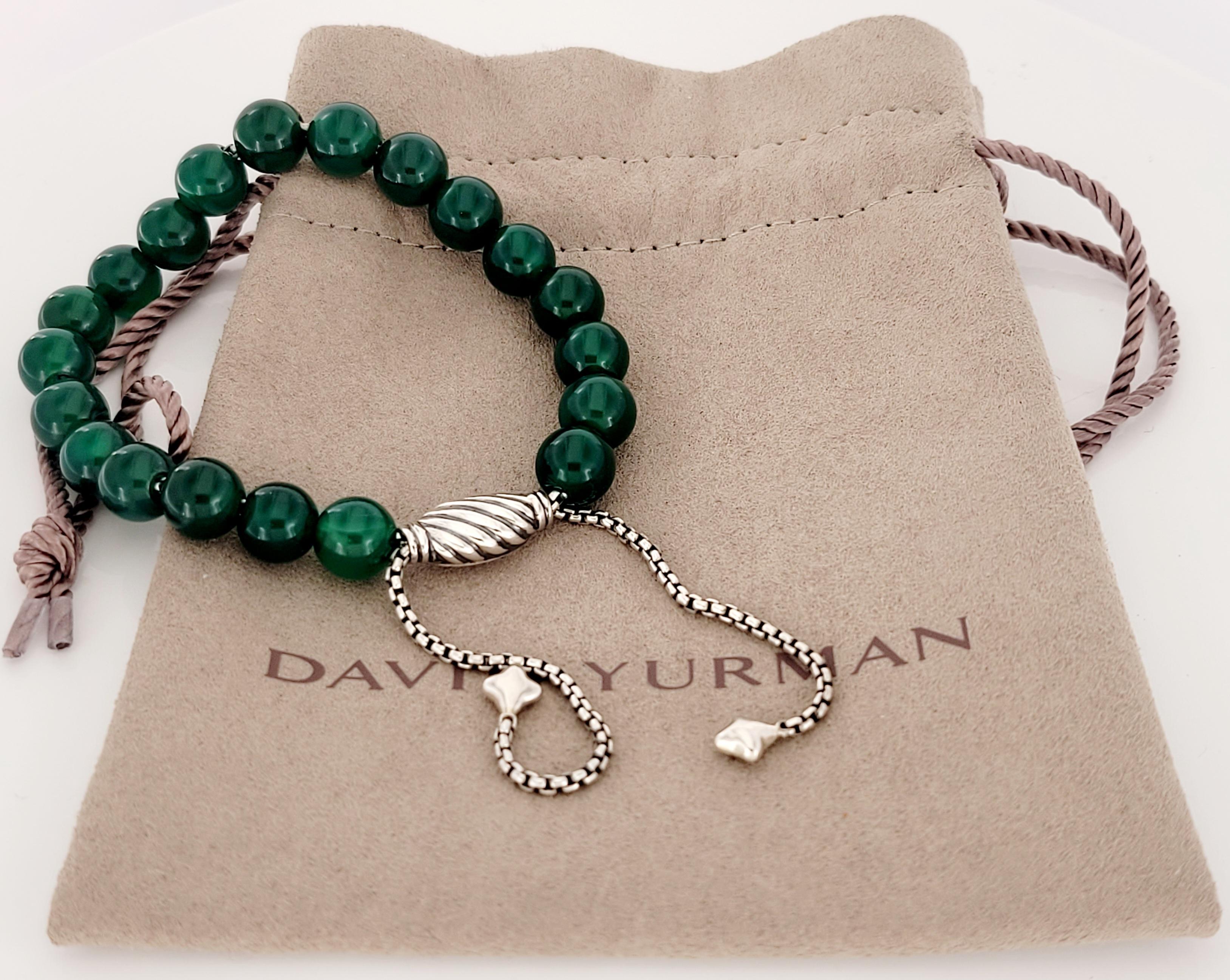 Brand David Yurman 
Gender Women's bracelet
Style Green beaded bracelet 
Onyx width 8mm
Hallmark (C)D.Y. David Yurman 925
David Yurman pouch included
Condition New Never Worn