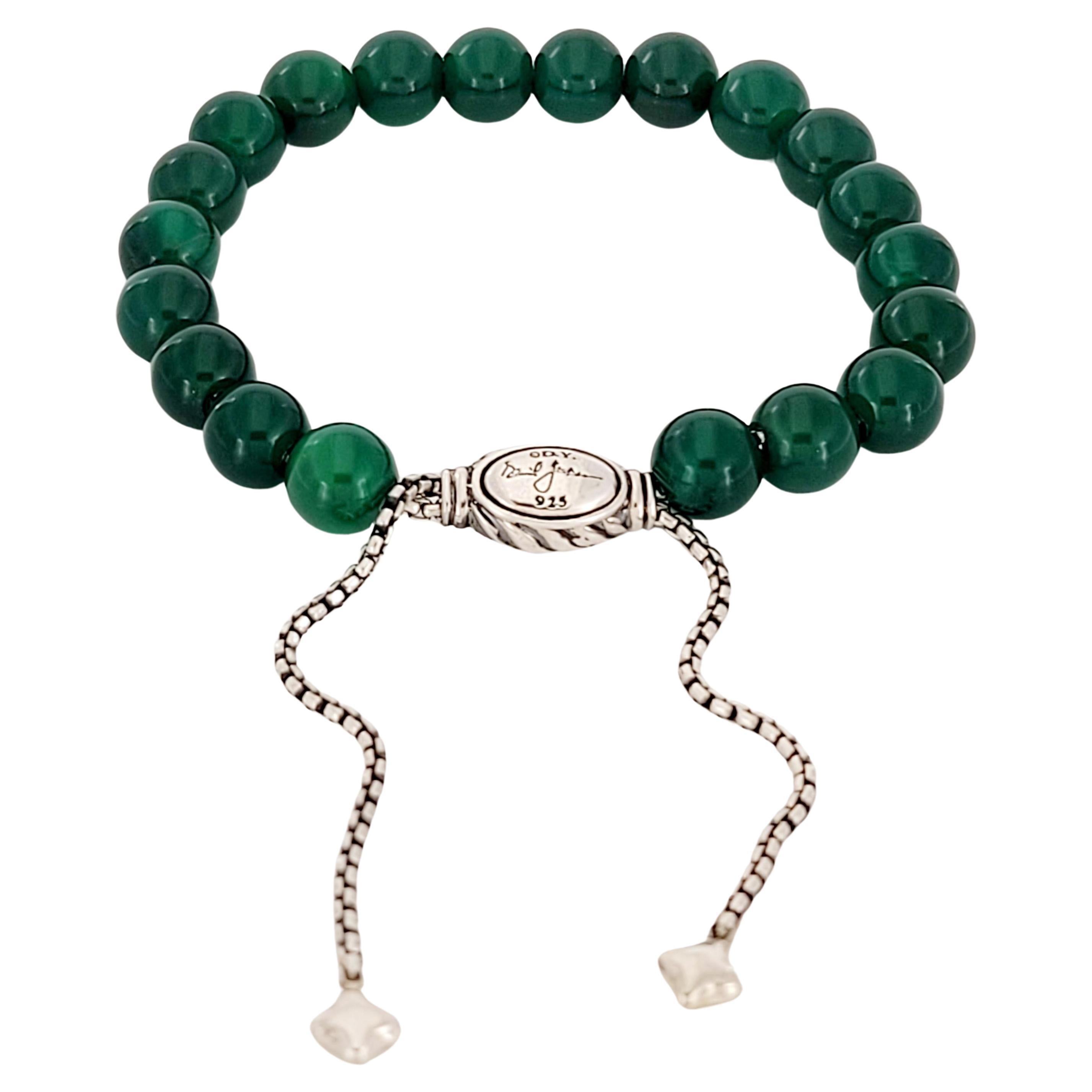 David Yurman, bracelet de perles spirituelles en argent sterling et onyx vert 8 mm en vente