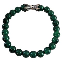 David Yurman Green Onyx Sterling Silver Spiritual Bead Bracelet 8mm