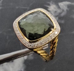 David Yurman Green Orchid Diamond Albion Ring 18k Yellow Gold sz 8 15.4g