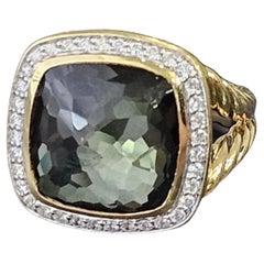 David Yurman Green Orchid Diamond Albion Ring 18k Yellow Gold sz 8 15.4g