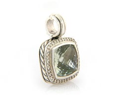 David Yurman Green Quartz & Diamond Pendant in Sterling Silver