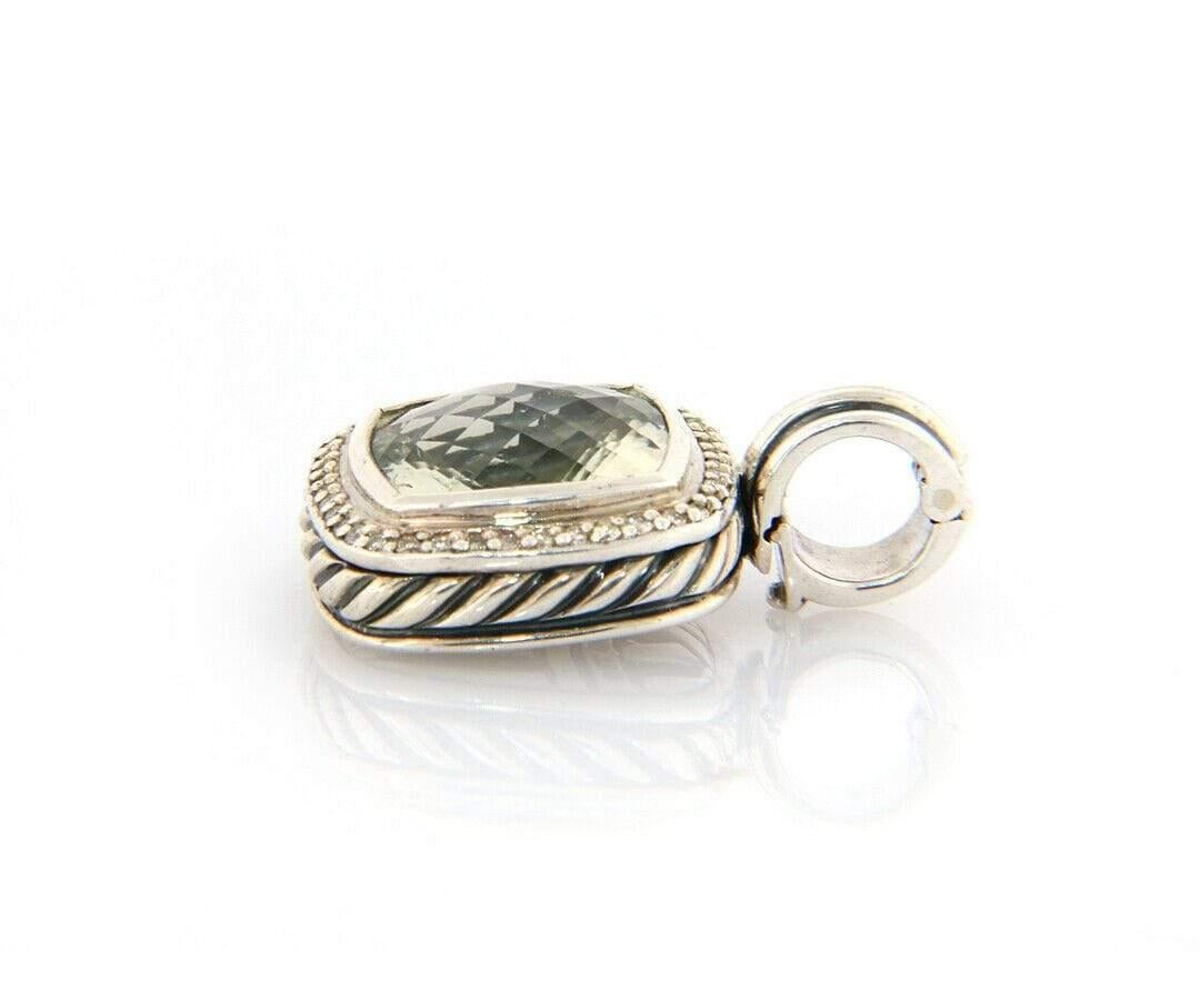 David Yurman: Anhänger aus Sterlingsilber mit grünem Quarz und Diamanten im Zustand „Hervorragend“ im Angebot in Vienna, VA