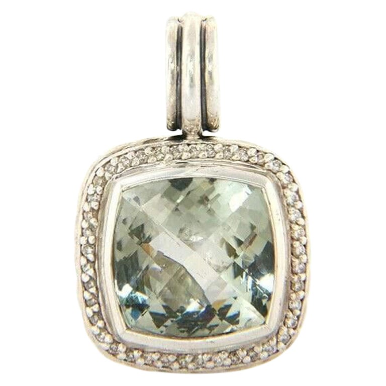 David Yurman: Anhänger aus Sterlingsilber mit grünem Quarz und Diamanten im Angebot