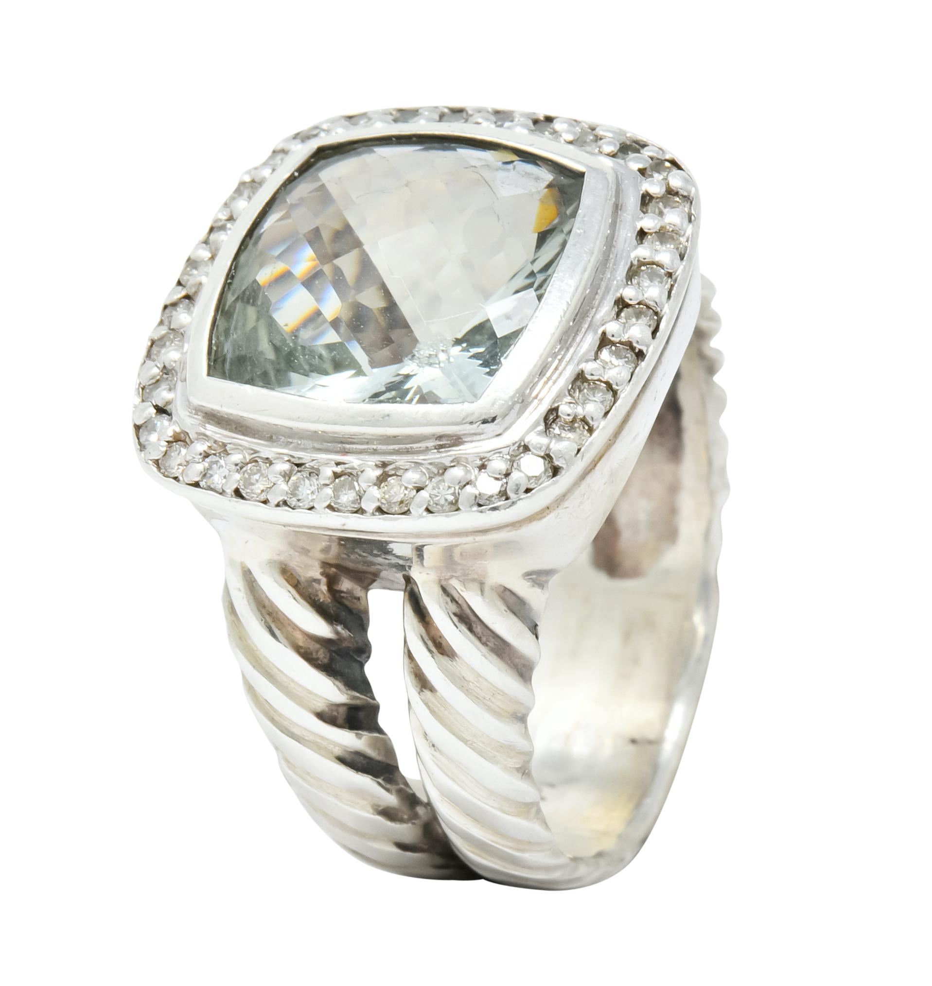 David Yurman Green Quartz Diamond Sterling Silver Petite Albion Ring 1