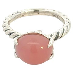 David Yurman Guava Chalcidony Ring Size 7 Sterling Silver Estate
