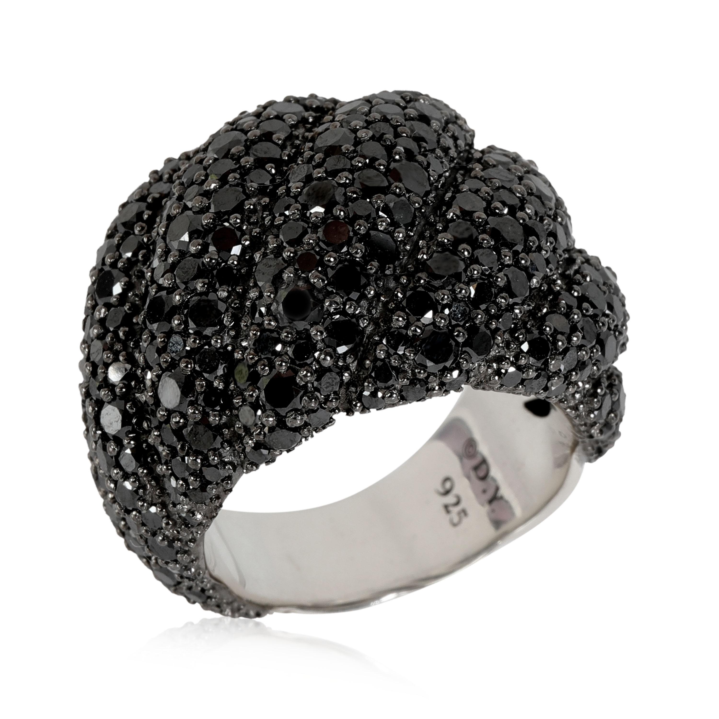 David Yurman Hampton Black Diamond Cable Ring in Sterling Silver 3.25 CTW In Excellent Condition In New York, NY