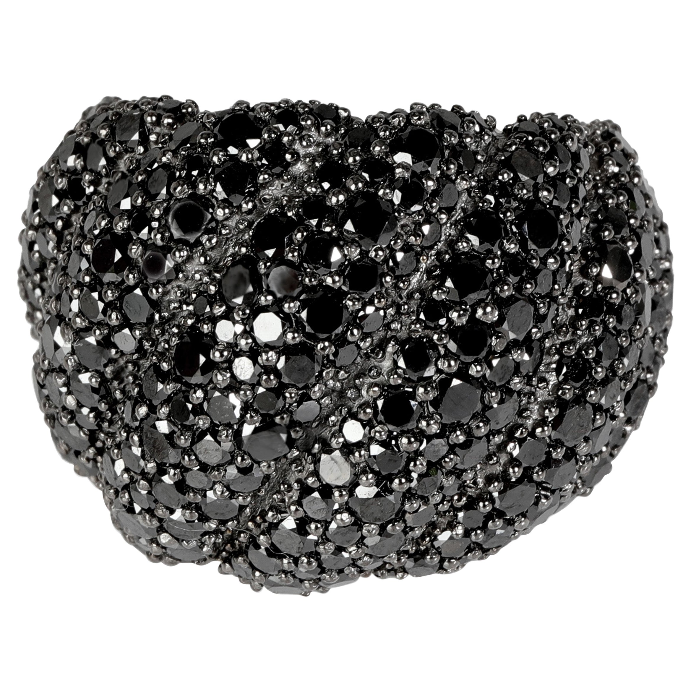 David Yurman Hampton Black Diamond Cable Ring in Sterling Silver 3.25 CTW