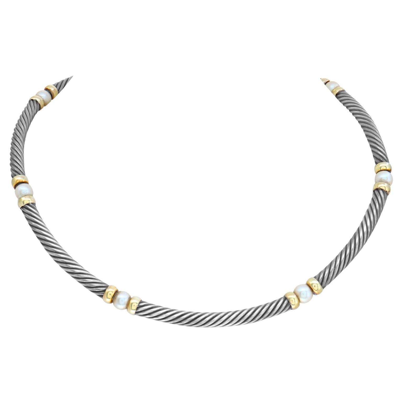 David Yurman Hampton Collar choker in 14k and st/st