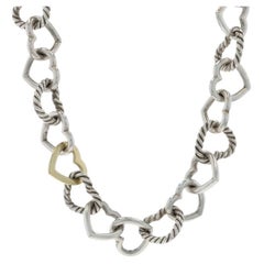 David Yurman Heart Cable Link Necklace 16" - Sterling 925 Yellow Gold 18k Love