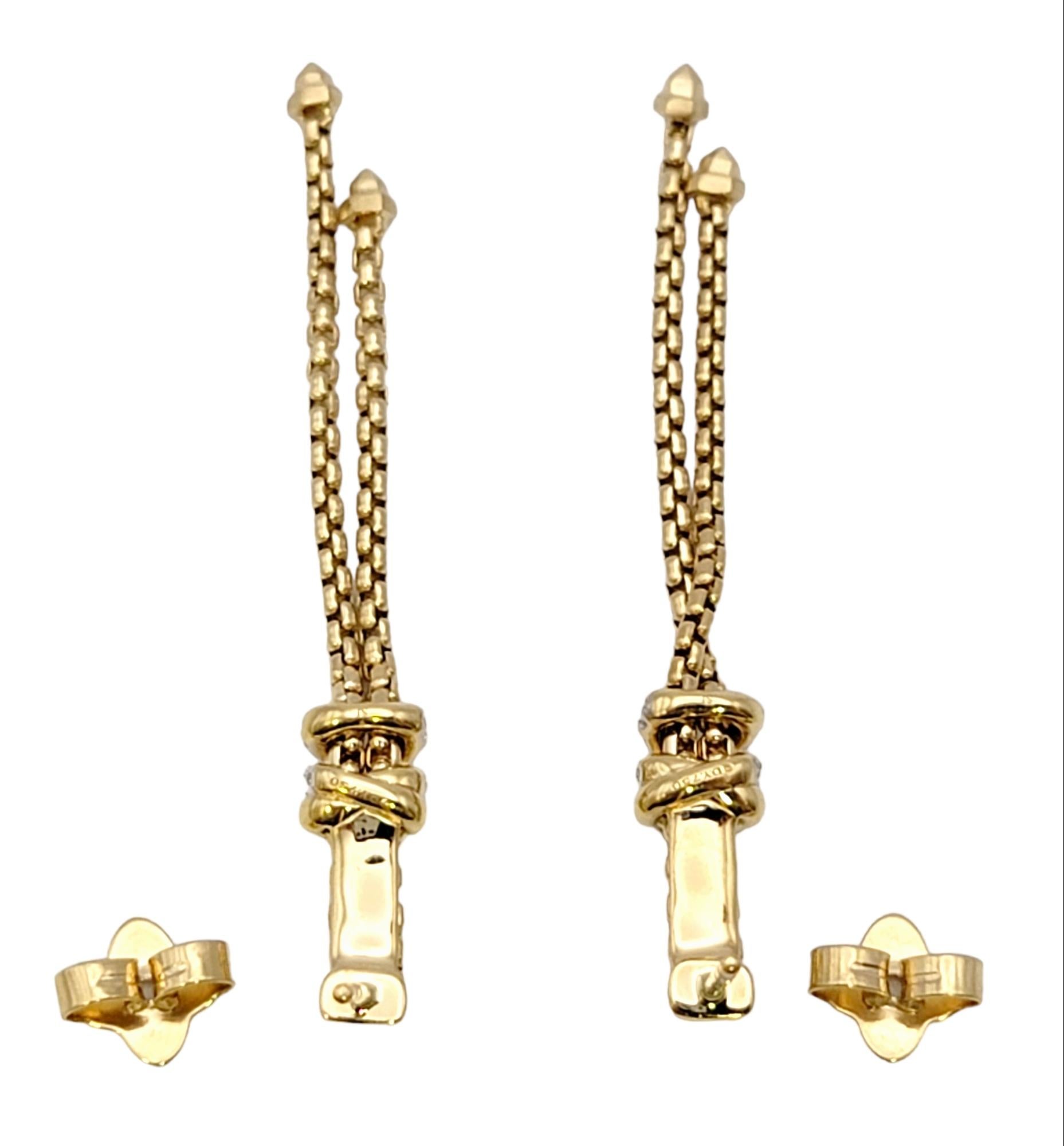 David Yurman Helena Box Chain Drop Earrings with Diamonds in 18 Karat Gold 1