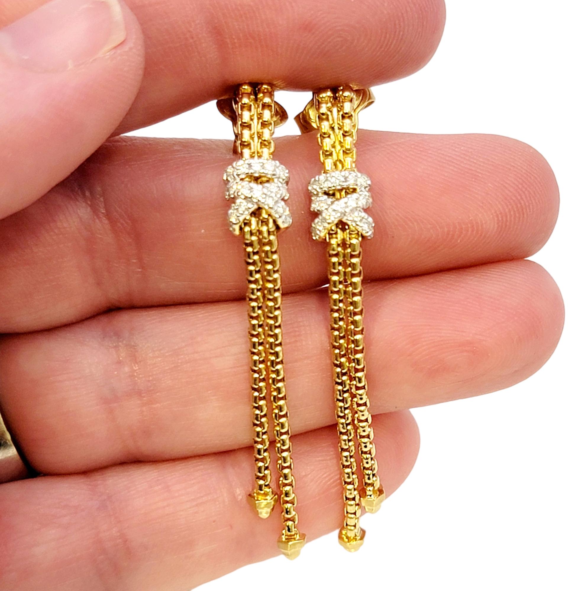 David Yurman Helena Box Chain Drop Earrings with Diamonds in 18 Karat Gold 3