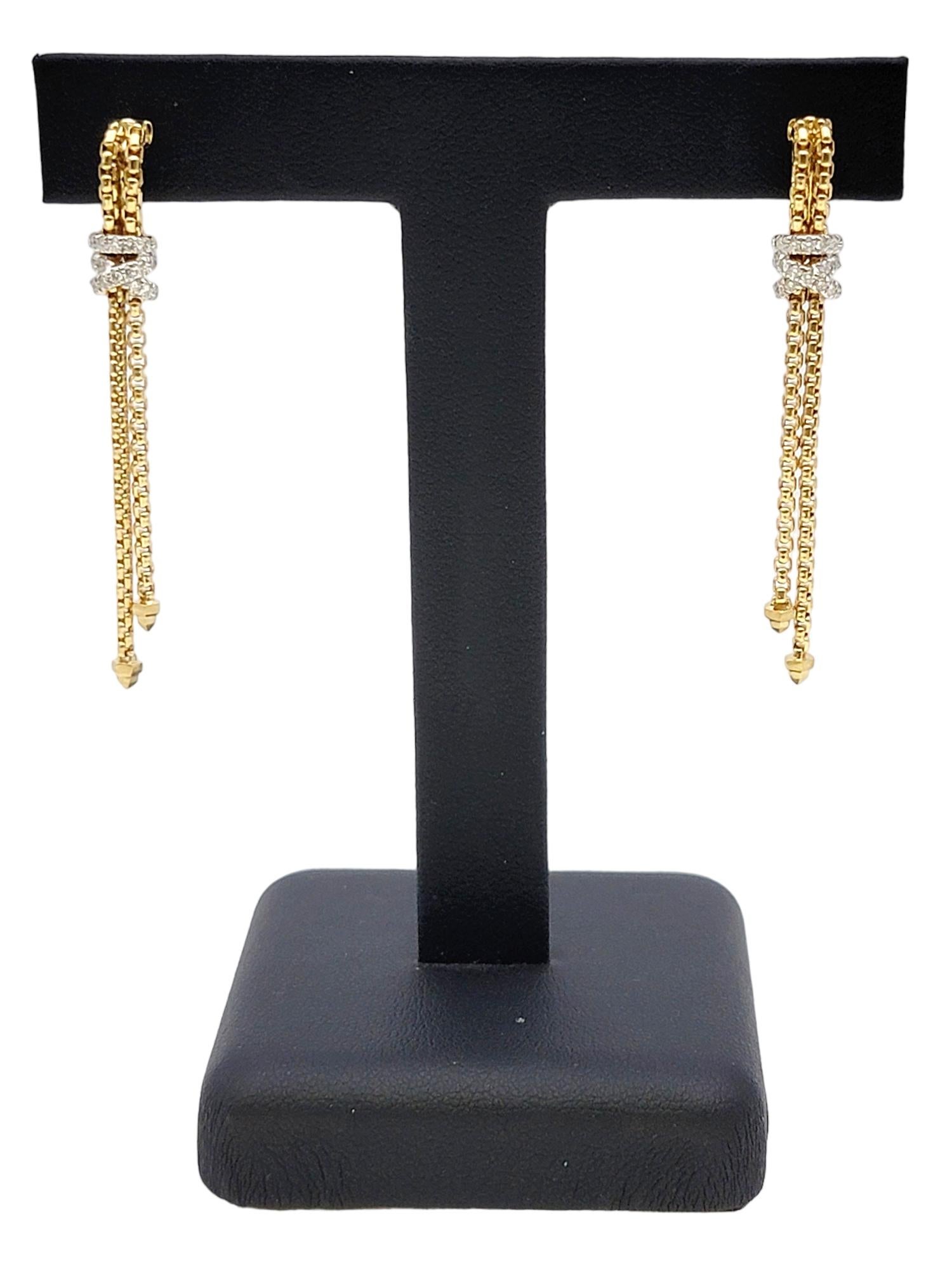 David Yurman Helena Box Chain Drop Earrings with Diamonds in 18 Karat Gold 4