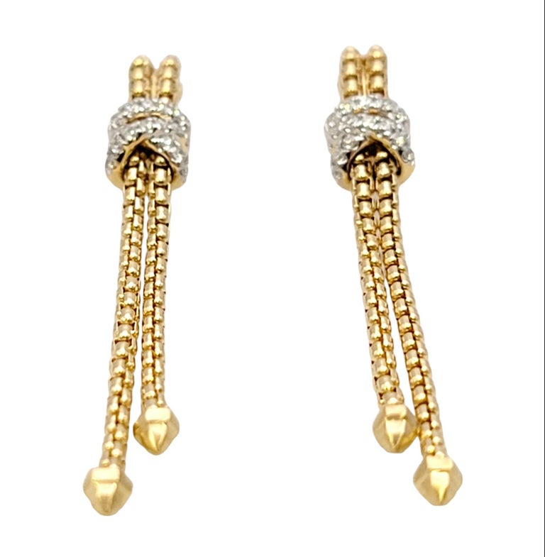 David Yurman Helena Box Chain Drop Earrings with Diamonds in 18