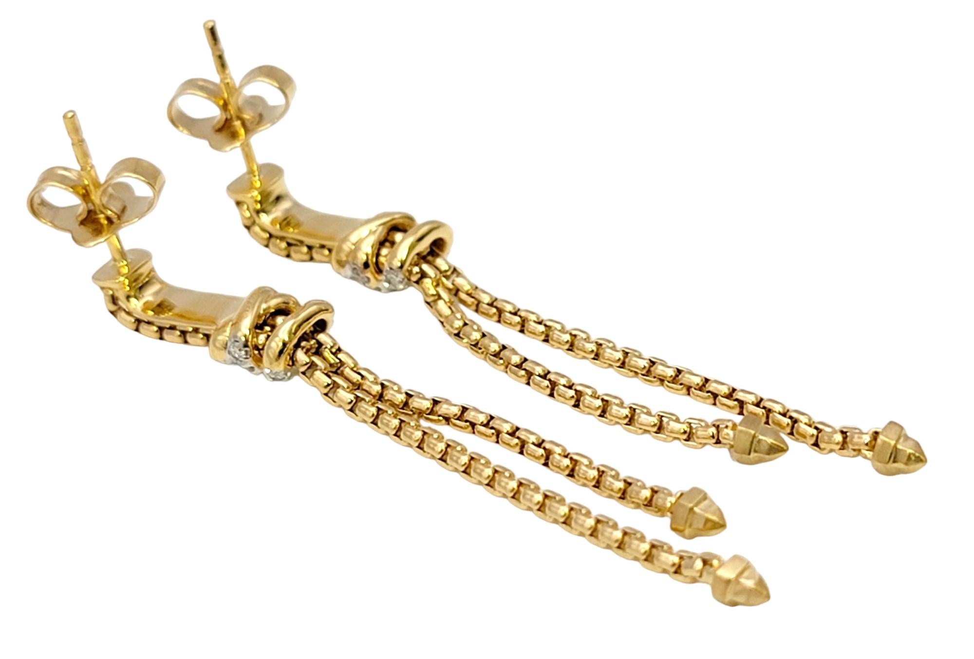 Women's David Yurman Helena Box Chain Drop Earrings with Diamonds in 18 Karat Gold