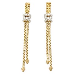 David Yurman Helena Box Chain Drop Earrings with Diamonds in 18 Karat Gold