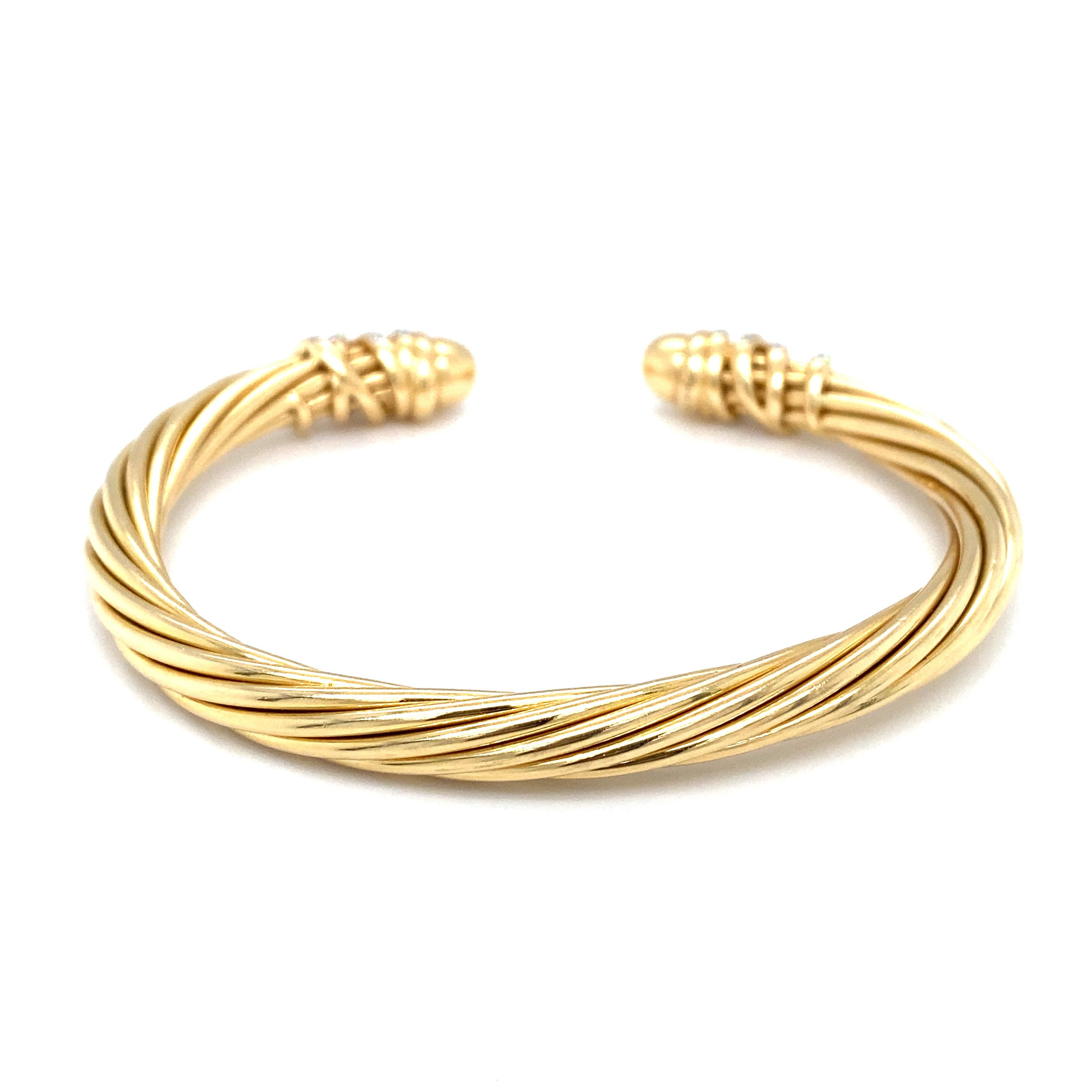 Women's or Men's David Yurman Helena Diamond Cuff Bracelet in 18 Karat Yellow Gold