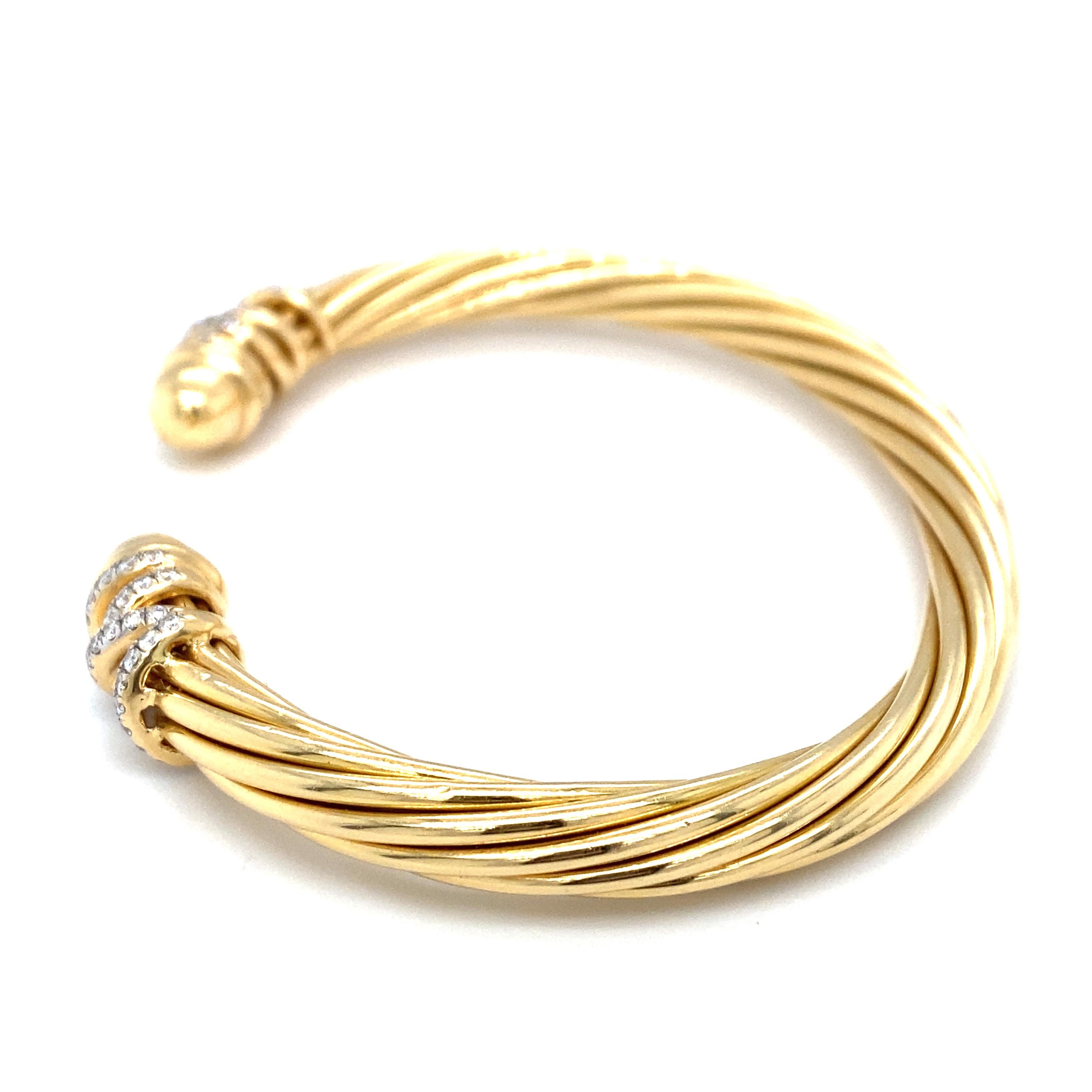 David Yurman Helena Diamond Cuff Bracelet in 18 Karat Yellow Gold 2