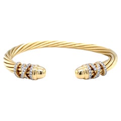 David Yurman Helena Diamond Cuff Bracelet in 18 Karat Yellow Gold