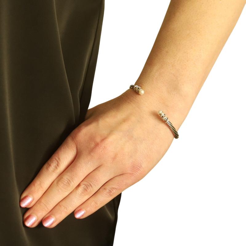 Taglio rotondo David Yurman Bracciale con perle e diamanti 7