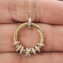 David Yurman Helena Diamond Pendant Necklace 18k Yellow Gold Box Chain 11.1g